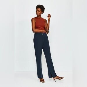 NWT Karen Millen Split Detail Kick Flare Pants in Navy size 10